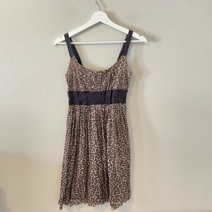 Cache Leopard Cheetah Animal Print Sheer Lined Dress Y2K Club Sz S